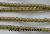 CHE419 15.5 inches 2mm round matte plated hematite beads wholesale