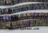 CHE637 15.5 inches 1*4*4mm square matte plated hematite beads