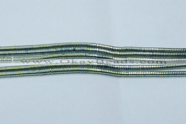 CHE645 15.5 inches 1*2mm tyre plated hematite beads wholesale