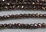 CHE691 15.5 inches 2mm faceted round plated hematite beads