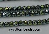 CHE693 15.5 inches 2mm faceted round plated hematite beads