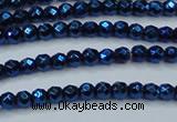 CHE695 15.5 inches 2mm faceted round plated hematite beads