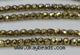 CHE712 15.5 inches 4mm faceted round plated hematite beads