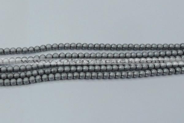 CHE720 15.5 inches 4mm round matte plated hematite beads wholesale