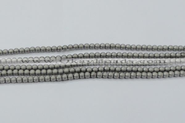 CHE721 15.5 inches 4mm round matte plated hematite beads wholesale