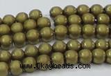 CHE722 15.5 inches 4mm round matte plated hematite beads wholesale