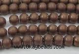 CHE723 15.5 inches 4mm round matte plated hematite beads wholesale