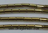 CHE761 15.5 inches 2*4mm tube plated hematite beads wholesale