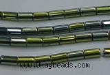 CHE762 15.5 inches 2*4mm tube plated hematite beads wholesale