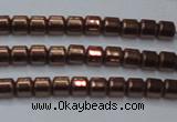 CHE777 15.5 inches 2*2mm drum plated hematite beads wholesale