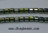 CHE779 15.5 inches 2*2mm drum plated hematite beads wholesale