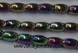 CHE812 15.5 inches 5*8mm rice plated hematite beads wholesale