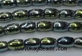 CHE814 15.5 inches 5*8mm rice plated hematite beads wholesale