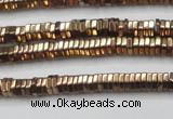 CHE826 15.5 inches 1*2mm hexagon plated hematite beads wholesale