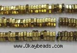 CHE835 15.5 inches 1*3mm hexagon plated hematite beads wholesale