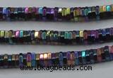 CHE846 15.5 inches 1*4mm hexagon plated hematite beads wholesale