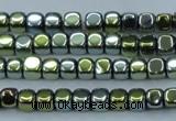 CHE869 15.5 inches 4*4mm dice platedhematite beads wholesale