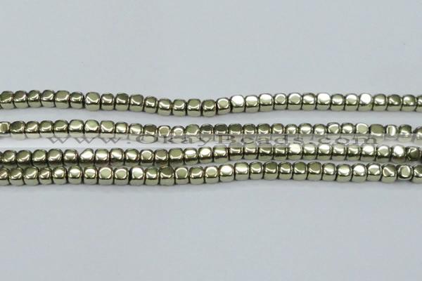 CHE875 15.5 inches 2*2mm dice plated hematite beads wholesale