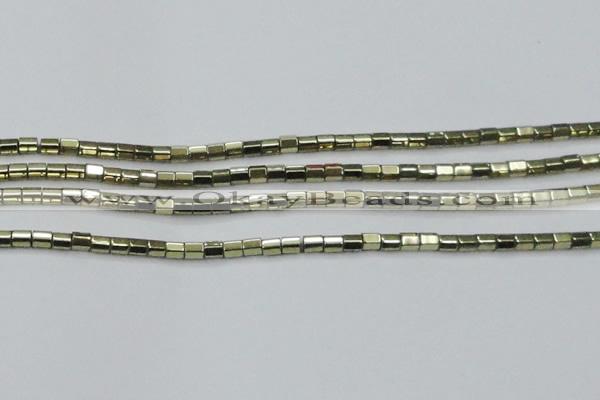 CHE888 15.5 inches 2*2mm faceted tube plated hematite beads wholesale