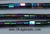 CHE891 15.5 inches 2*2mm faceted tube plated hematite beads wholesale