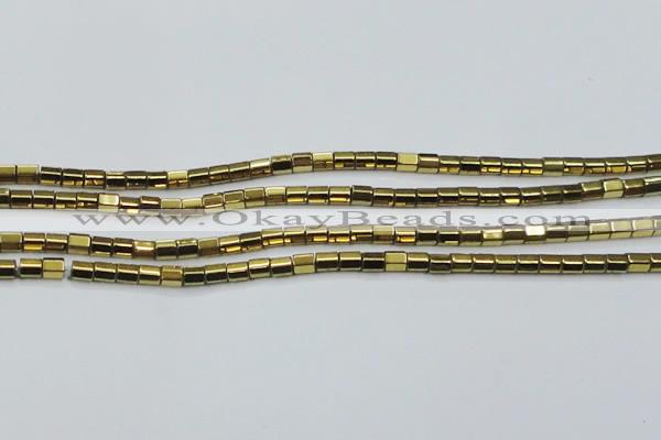 CHE899 15.5 inches 3*3mm faceted tube plated hematite beads wholesale