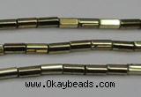 CHE907 15.5 inches 2*4mm faceted tube plated hematite beads wholesale