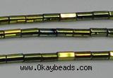 CHE909 15.5 inches 2*4mm faceted tube plated hematite beads wholesale