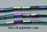 CHE910 15.5 inches 2*4mm faceted tube plated hematite beads wholesale