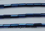 CHE911 15.5 inches 2*4mm faceted tube plated hematite beads wholesale