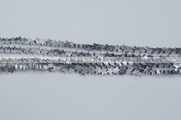 CHE936 15.5 inches 4mm star plated hematite beads wholesale