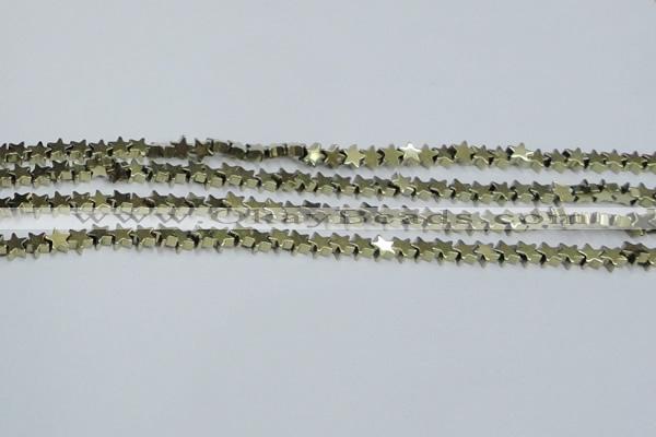 CHE946 15.5 inches 6mm star plated hematite beads wholesale