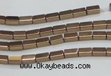 CHE955 15.5 inches 2*4mm cuboid plated hematite beads wholesale