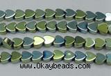 CHE994 15.5 inches 4*4mm heart plated hematite beads wholesale