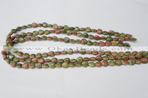 CHG01 15.5 inches 8*8mm heart unakite gemstone beads wholesale