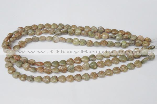 CHG14 15.5 inches 10*10mm heart New unakite gemstone beads wholesale