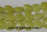 CHG16 15.5 inches 10*10mm heart lemon jade gemstone beads wholesale