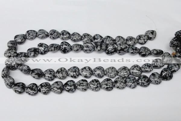 CHG37 15.5 inches 12*12mm heart snowflake obsidian beads wholesale