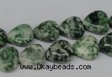 CHG38 15.5 inches 12*12mm heart green spot jasper beads wholesale