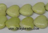 CHG52 15.5 inches 14*14mm heart lemon jade gemstone beads wholesale