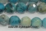 CHM215 15.5 inches 14mm faceted round blue hemimorphite beads