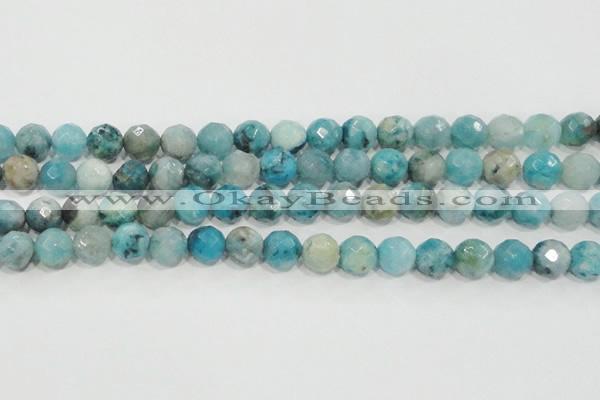 CHM215 15.5 inches 14mm faceted round blue hemimorphite beads