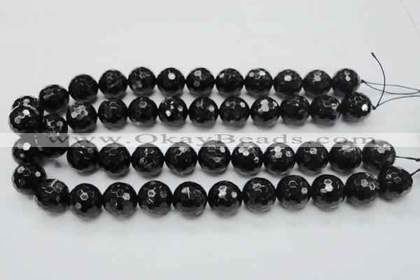 CHS06 15.5 inches 16mm faceted round natural hypersthene gemstone beads