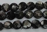 CHS17 15.5 inches 10mm faceted coin natural hypersthene beads