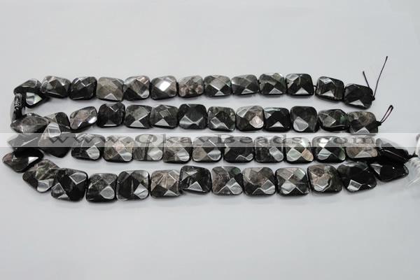 CHS27 15.5 inches 15*15mm faceted square natural hypersthene beads