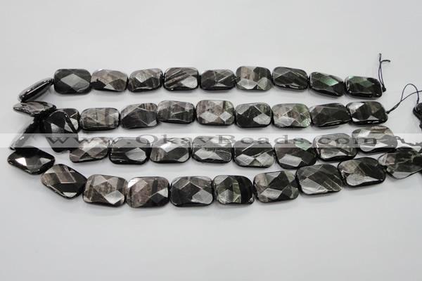 CHS38 15.5 inches 15*20mm faceted rectangle natural hypersthene beads