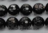 CHS48 15.5 inches 14mm faceted round natural hypersthene beads