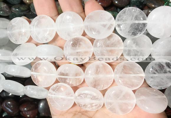 CIBS01 15 inches 20mm coin white crystal gemstone beads wholesale