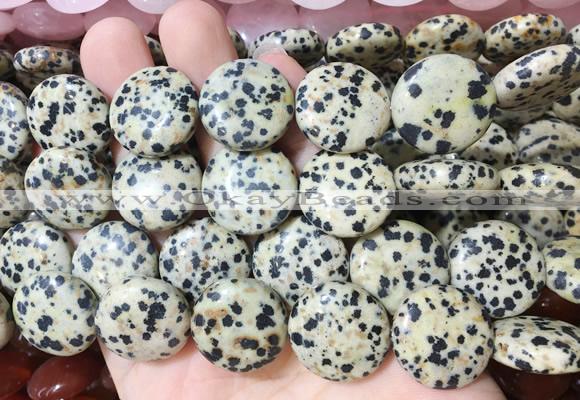 CIBS25 15 inches 20mm coin dalmatian jasper gemstone beads wholesale