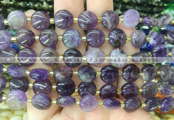 CIBS35 15 inches 10mm coin amethyst gemstone beads wholesale