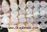 CIBS46 15 inches 15mm faceted coin rose quartz beads wholesale CIBS46 15 inches 15mm faceted coin rose quartz beads wholesale